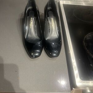 Salvatore Ferragamo Black Patent Leather Heels